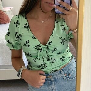 Likely Mint Green Floral Blouse